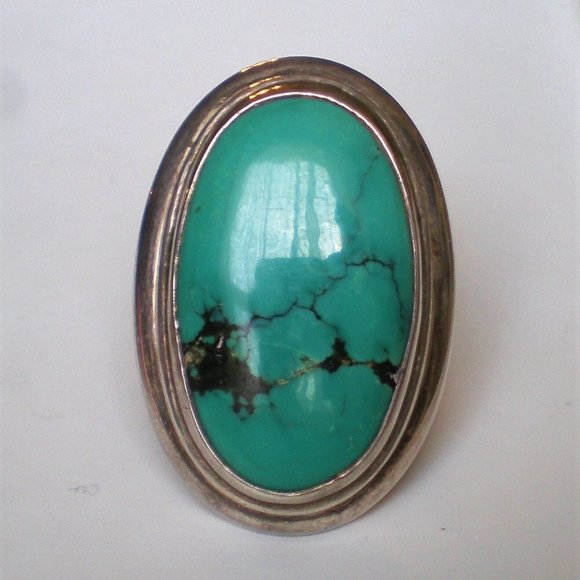 Jewelry - Gorgeous Vintage HUGE Sterling Silver 925 Turquoise Cocktail Dinner Ring 31 g.